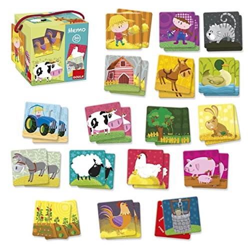 Goula- Memo: Loto Animales Granja Juego para Niños, Multicolor (53414)