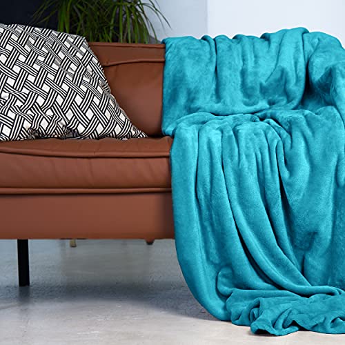 Gräfenstayn® Coperta morbida - tante dimensioni e colori diversi - coperta in microfibra da soggiorno copriletto copri divano - vello in microfibra di flanella (Turchese, 200x150 cm)