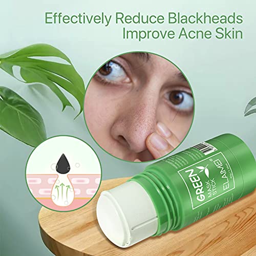 Green Mask Stick, Mascarilla de Limpieza Profunda, Mascarilla en Barra Sólida, Purificante en Barra de Arcilla, Mascarilla de Arcilla Stick, Hidratar Piel, Ajustar el Equilibrio de Agua y Aceite