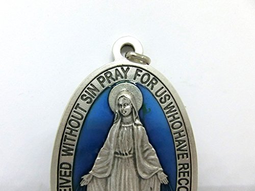 GTBITALY 60.836.31 milagrosa medalla Virgen María Milagrosa + Logo oración Inglés Plata Medida 9 cm esmaltado a mano