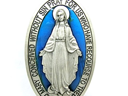 GTBITALY 60.836.31 milagrosa medalla Virgen María Milagrosa + Logo oración Inglés Plata Medida 9 cm esmaltado a mano
