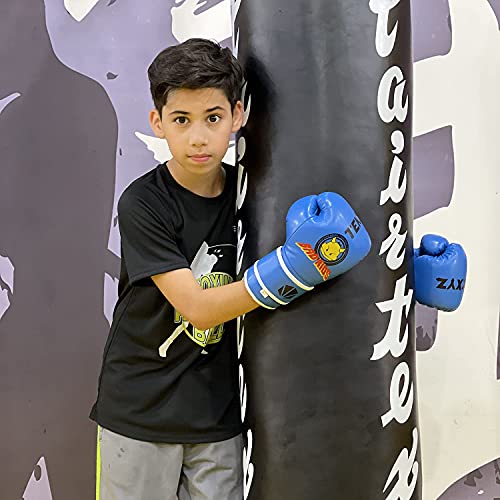 Guantes De Boxeo TEKXYZ Bad Kids Series - 1 Par De Guantes De Entrenamiento De Boxeo De Cuero Sintético para Niños con Colores Vivos para Niños y Niñas De 3 A12 Años