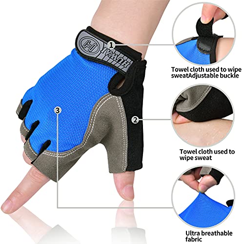 Guantes de Ciclismo Hombre Guantes Verano de Bici de Carretera Guantes Deportivos para Gimnasio Entrenamiento, Antideslizante Guante Transpirable MTB Guante de Medio Dedo para Hombre y Mujer, Azul M