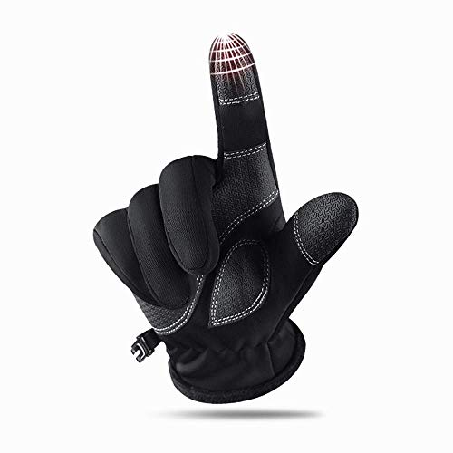 Guantes Motor Invierno Impermeable Pantalla Táctil Guantes Protectores De Moto Dedo Completo para Invierno Al Aire Libre (Negro,L)