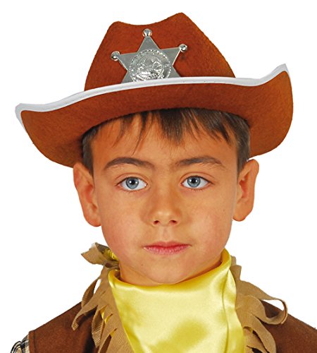 Guirca - Sombrero de vaquero sheriff de fieltro, para niños, color marrón (13559)