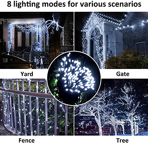 Guirnaldas Luces Exterior Solar, 240LED 32M Guirnaldas Luminosas Decoración, 8 Modos & Impermeable para Jardín, Bodas, Eésped, Patio, árbol de Navidad (Blanco)