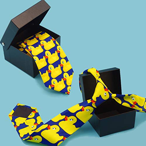 Gwxevce Hombres Mujeres Divertido Pato Amarillo Impreso Corbata Seda Imitación Seda Cosplay Fiesta Traje de Negocios Corbatas Corbatas Mostrar Accesorios de Boda