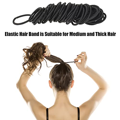 Hanyousheng Gomas de Pelo, Gomas Pelo, 100 Piezas Elástico Pelo Gomas sin Metal Suave Elástico,Goma de Pelo Banda Elástica de Pelo,2 mm en Espesor Negro