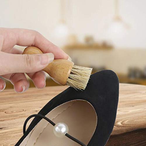 HEALLILY Cepillo aplicador de betún con cerdas fuertes dauber de aplicación para botas de cuero zapatos 2 piezas