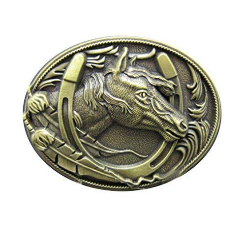 Hebilla occidental caballo plumas y herraduras, Mustang, hebilla