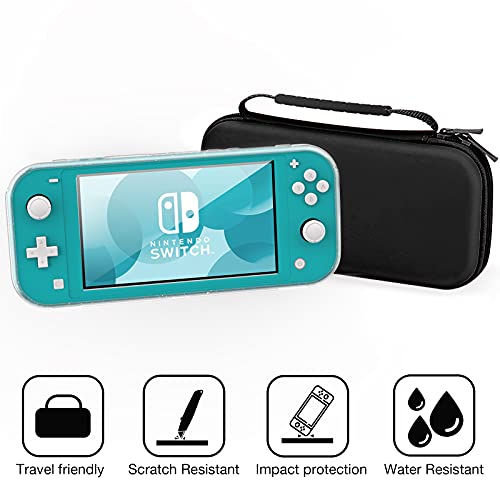 HEYSTOP Funda para Nintendo Switch Lite con Carcasa Switch Lite + Protector de Pantalla + Funda Tarjeta de Juegos + Tapas de Agarre para el Pulgar - Negro