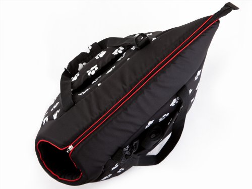 Hobbydog TORCWL3 - Bolsa de Transporte para Perros y Gatos, tamaño 22 x 20 x 36 cm, Color Negro con Huellas