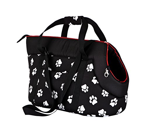 Hobbydog TORCWL3 - Bolsa de Transporte para Perros y Gatos, tamaño 22 x 20 x 36 cm, Color Negro con Huellas