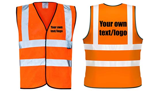 Hola Viz Orange Vis Chalecos personalizados su propio texto o logotipo seguridad alta visibilidad sitio de construcción