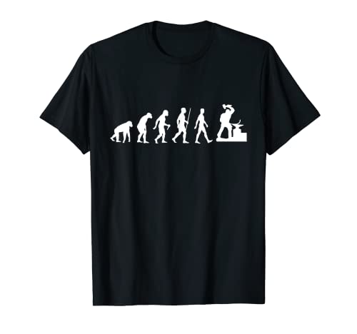 Hombre Divertido regalo de herrería de la evolución del trabajo de herrería del yunque Camiseta