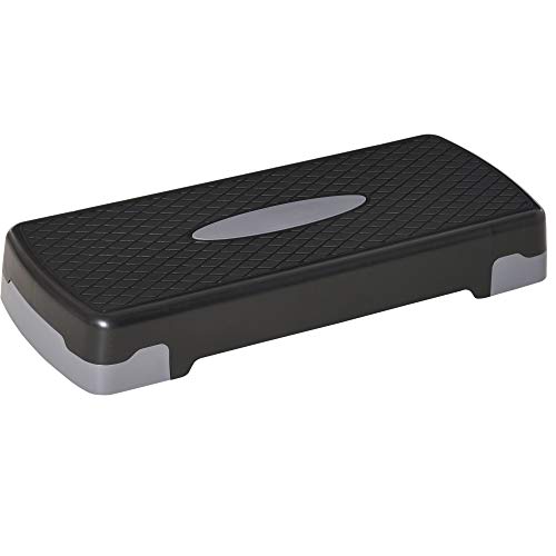 HOMCOM Step de Aeróbic y Fitness Tipo Tabla Plataforma Stepper para Deporte y Gimnasia con Altura Regulable a 2 Niveles Carga 150kg (Negro)