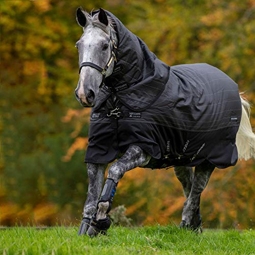 Horseware Amigo Bravo 12 Reflectech Plus - Alfombra (tamaño Mediano, 1,8 m), Color Negro y Reflectante