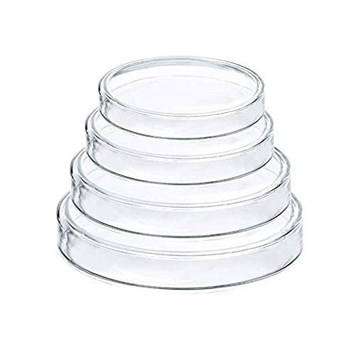 Huanyu Petri Platos de borosilicato alto 5 piezas con tapas, cuenco de cultivo bacteriano transparente estéril Petri Platos para experimento de laboratorio escolar (75 mm)