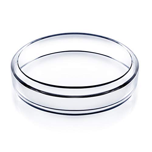 Huanyu Petri Platos de borosilicato alto 5 piezas con tapas, cuenco de cultivo bacteriano transparente estéril Petri Platos para experimento de laboratorio escolar (75 mm)