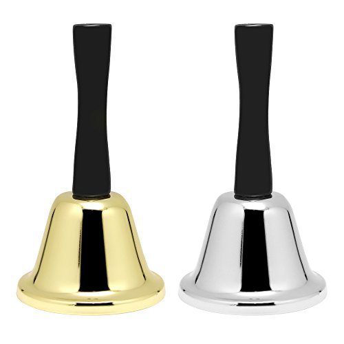 Hysagtek 2 campanas de mano de té de metal para llamadas, timbre de Nochebuena, timbre de tono de anillo para eventos de boda, decoración, línea de comida, alarma, sonajeros, oración de meditación