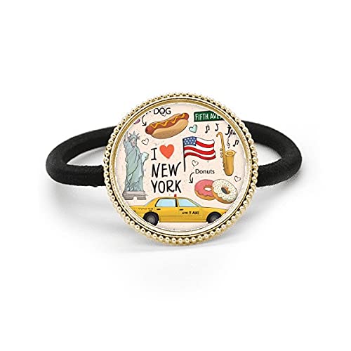 I Love New York Hot Dog Donuts America Texi - Diadema de metal plateado