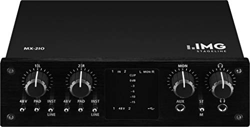 IMG Stageline MX-2IO - Interfaz de grabación USB (2 canales), color negro