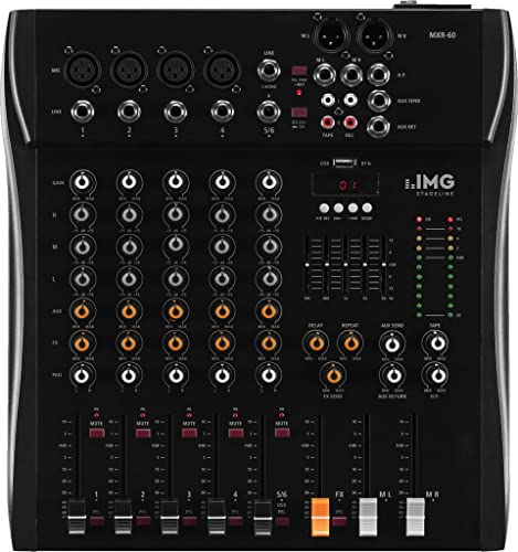 IMG Stageline MXR-60 Mezclador de audio USB Interfaz de audio Grabación Bluetooth FX Studio