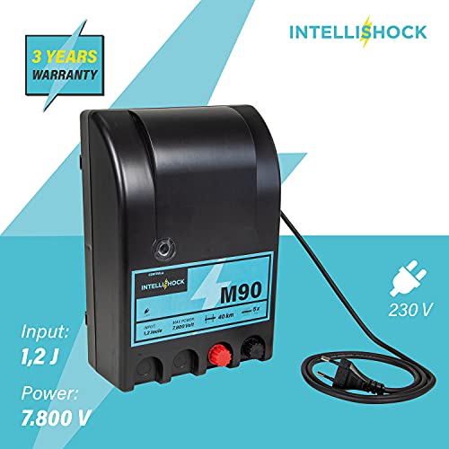 Intellishock M90 - Electrificador de vallas para pastos, 230 V, para vallas eléctricas, para vallas de pasto, electricidad, ideal para proteger caballos, vacas,