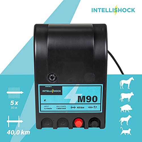 Intellishock M90 - Electrificador de vallas para pastos, 230 V, para vallas eléctricas, para vallas de pasto, electricidad, ideal para proteger caballos, vacas,