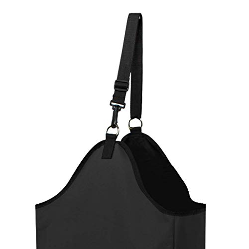 Inzopo - Bolsas de heno de alimentación lenta para caballos cabras, heno Oxford equino y bolsa de grano con agujero delantero, 2 colores a elegir, color negro