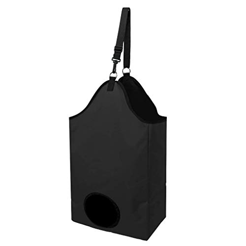 Inzopo - Bolsas de heno de alimentación lenta para caballos cabras, heno Oxford equino y bolsa de grano con agujero delantero, 2 colores a elegir, color negro