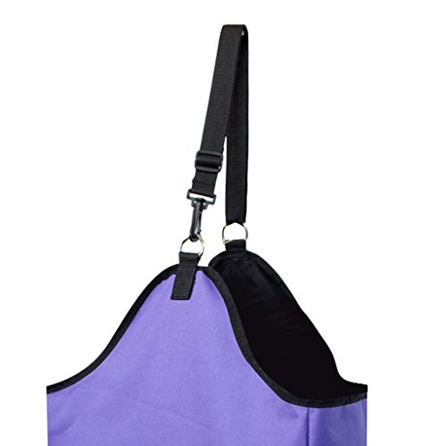 Inzopo - Bolsas de heno de alimentación lenta para caballos cabras, heno Oxford equino y bolsa de grano con agujero delantero, 2 colores a elegir, morado