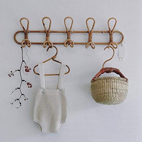 Jaimenalin - Ganchos de mimbre para colgar ropa, sombrero, gancho, colgador, tela organizadora de tela decorativa para la decoración interior