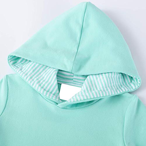 JinBei Vestidos con Capucha Niñas Unicornio Lentejuelas Largo Túnica Pullover Tops Manga Larga Algodón Suéter Casual Verde Otoño Sudadera con Capucha 5-6 años