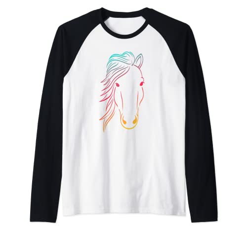 jinete de caballo cabeza de caballo Haflinger Camiseta Manga Raglan
