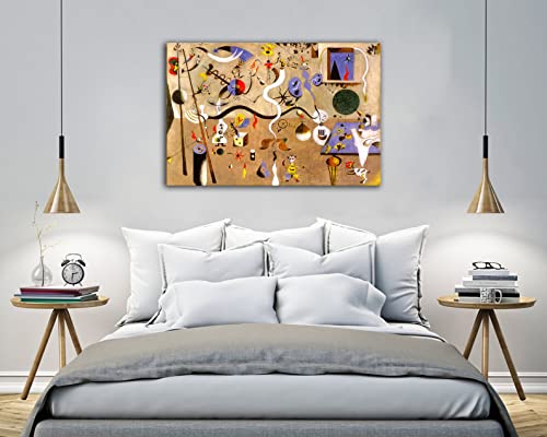 Joan Miro Art Painting Surrealismo Carnaval Póster Abstracto Arte de la Pared Cuadro Cuadro Cuadro Cuadro Cuadro Cuadro Moderno Decoración de Sala (30 x 45 cm), Sin Enmarcado)