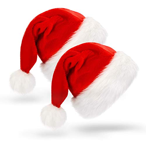 Jsdoin - Gorro de Navidad, 2 unidades, unisex, terciopelo, cómodo, Navidad, Navidad, día festivo, para adultos o adolescentes, Papá Noel