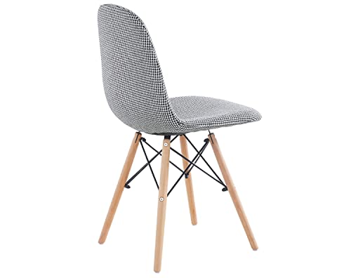 JUANIO Juego de 4 sillas de Comedor tapizadas en Blanco/Negro, Ancho 45 cm x Fondo 50 cm x Alto 82,5 cm