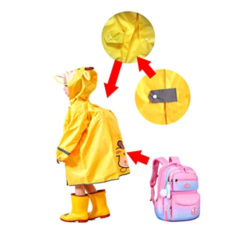 JZK Chubasquero impermeable poncho Impermeables chaquetas capa lluvia con mangas y capucha y rayas reflectantes para niños y niñas de 2-4 4-6 6-10 años (M, Azul)