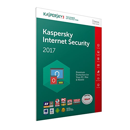 Kaspersky Lab Internet Security 2017 Base license 3usuario(s) 1año(s) Inglés - Seguridad y antivirus (3, 1 año(s), Base license, Soporte físico)