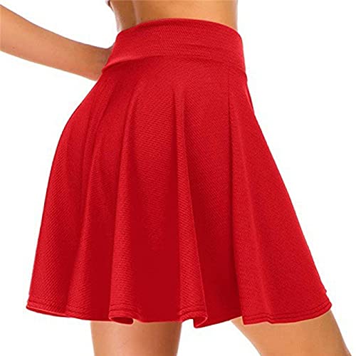 KGJYVN Minifalda    Corta Casual Acampanada elástica versátil básica para Mujer Talla Grande 3XL