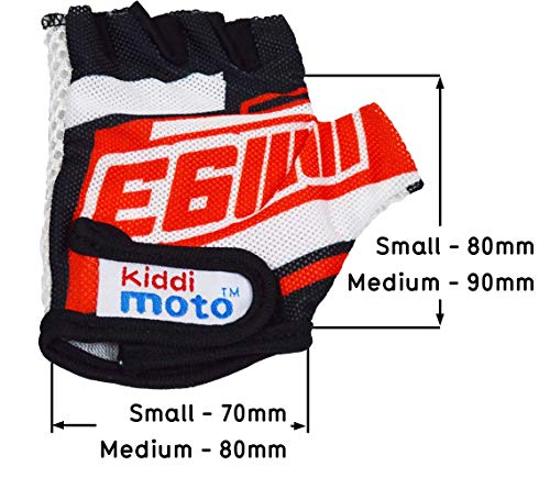 Kiddimoto Guantes de Ciclismo sin Dedos para Infantil (niñas y niños) - Bicicleta, MTB, BMX, Carretera, Montaña - Oficial Marc Marquez - Talla: M (5-8 años)