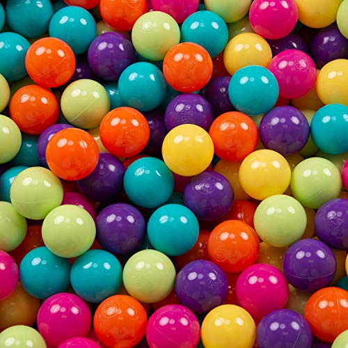 KiddyMoon 700 ∅ 7Cm Bolas Colores De Plástico para Piscina Certificadas para Niños, Verdeclr/Amarillo/Turquesa/Naranja/Rosaos/Violeta