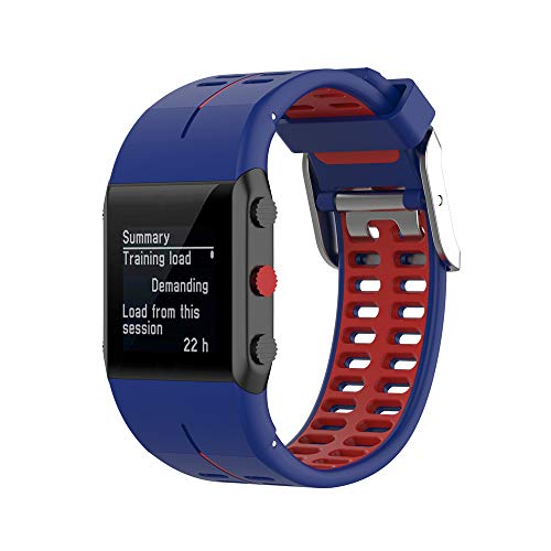 KINOEHOO Correas para relojes Compatible con Polar V800 Pulseras de repuesto.Correas para relojesde siliCompatible cona.(Rojo azul)