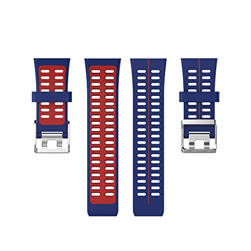 KINOEHOO Correas para relojes Compatible con Polar V800 Pulseras de repuesto.Correas para relojesde siliCompatible cona.(Rojo azul)
