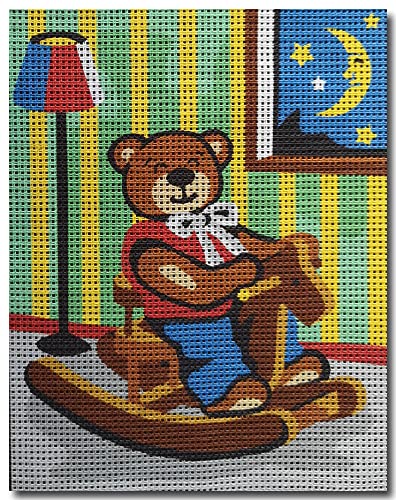 Kit de medio punto completo de tela estampada y hilos Mis 14 x 18 cm (Bears 07)