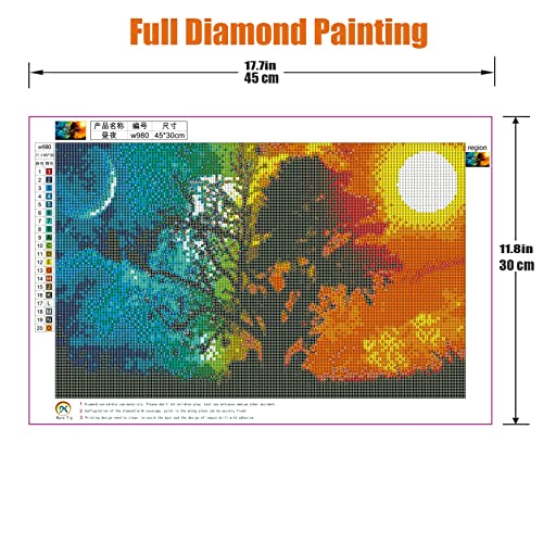 Kit de pintura con brillantes 5D, DIY pintura al oleo por numerosdiseño de mar a la luz de la luna, con diamantes de imitación, para decoración de la pared del hogar 30 x 45 cm