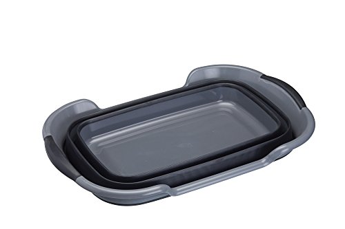 KitchenCraft MasterClass Smart Space - Cesta plegable para la colada (tamaño grande, 60,5 x 40 x 28 cm), color negro y gris