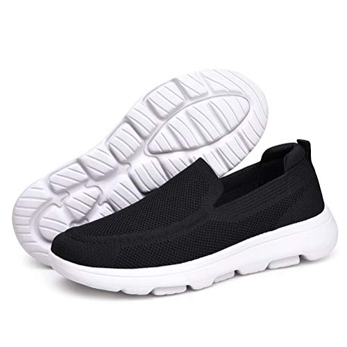 konhill Zapatillas Casual para Hombre Sin Cordones Calzado de Walking Deportivo Bajas de Ligerasy Transpirables Zapatos de Tenis EU 42 Negro