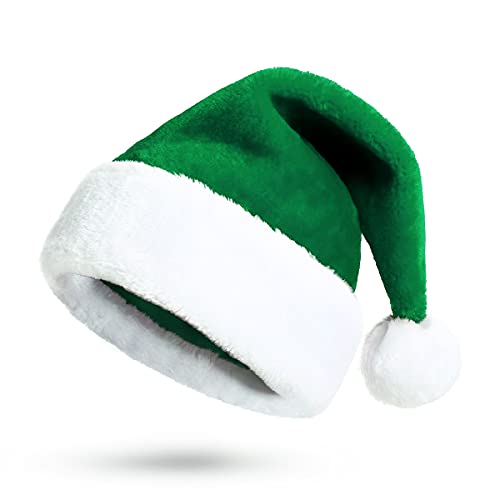 KONVINIT Verde Navideño para Adulto Gorro Santa Claus Gorro de Papá Noel Negro para Hombre mujer Sombrero Gorras Padre